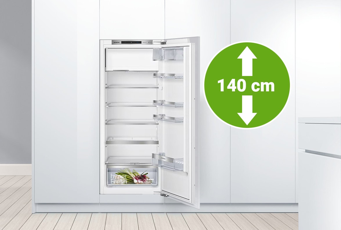 Inbouw koelkasten voor een 140 cm hoge keuken nis.