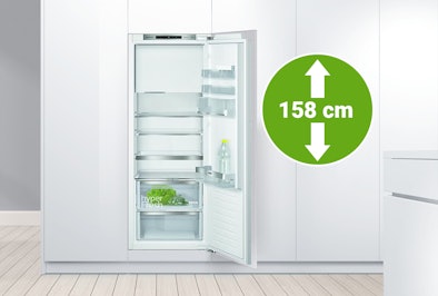 Inbouw koelkasten voor een 158 cm hoge keuken nis.