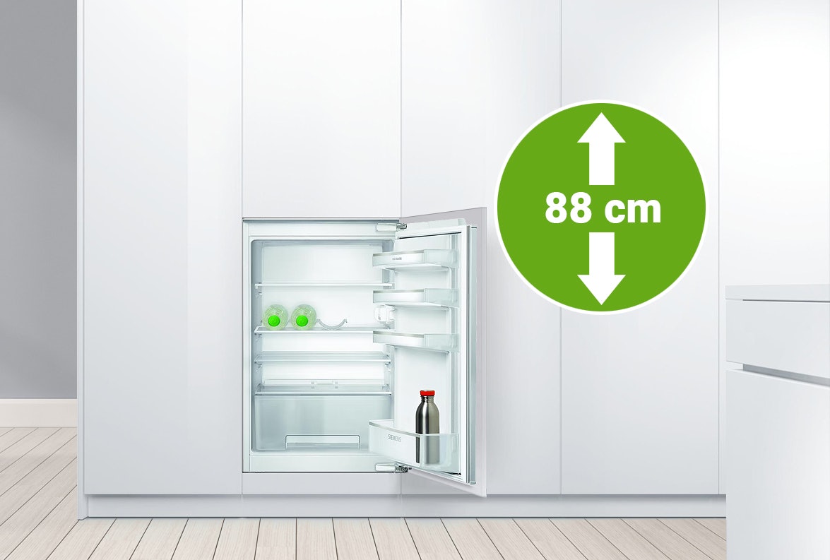 Inbouw koelkasten voor een 88 cm hoge keuken nis.