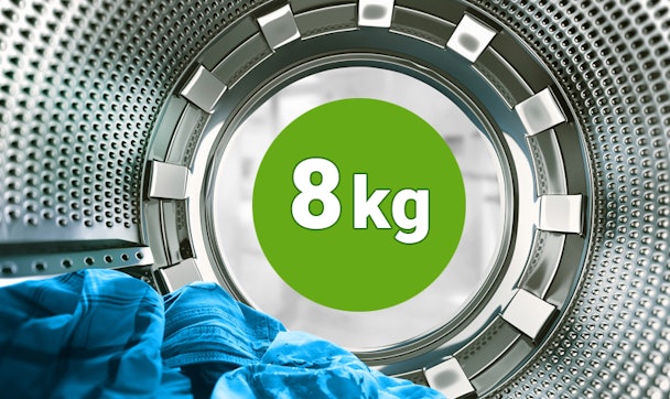 Wasdroger met een droogtrommel voor 8 kilo wasgoed.