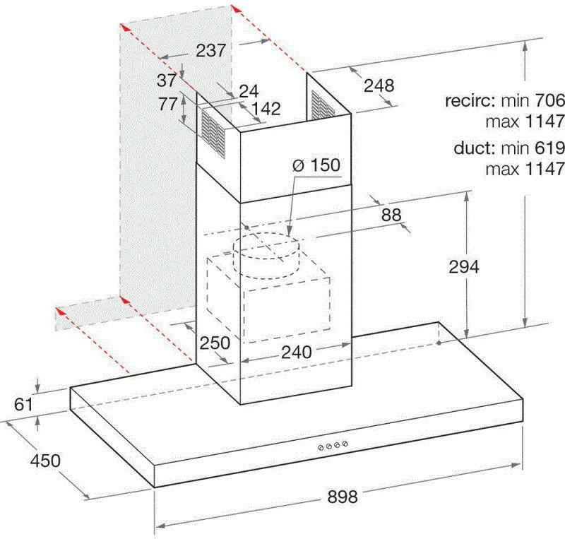 Bauknecht afzuigkap DBHBS94LMX afbeelding 3