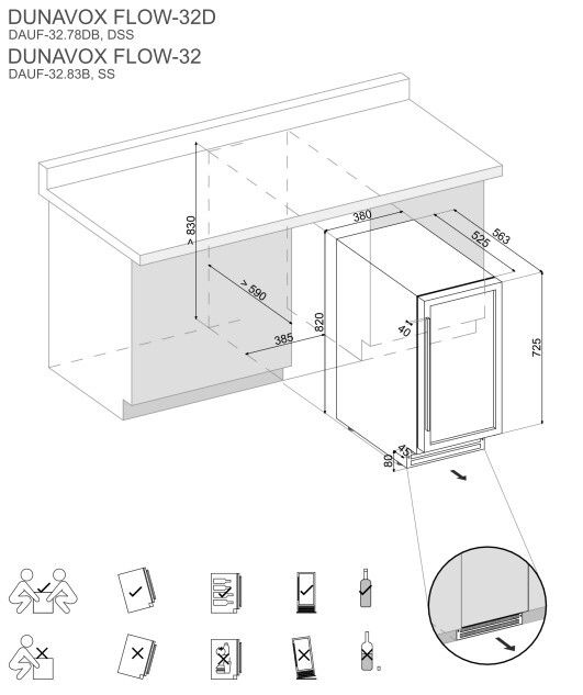 Dunavox wijnkast inbouw DAUF 32 78DB afbeelding 4