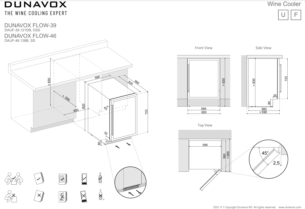 Dunavox wijnkast inbouw DAUF 39 121DMB afbeelding 4