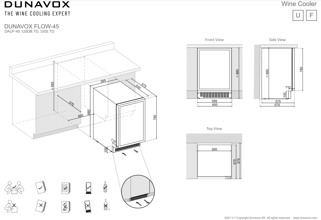 Dunavox wijnkast inbouw DAUF 45 125DB TO afbeelding 4