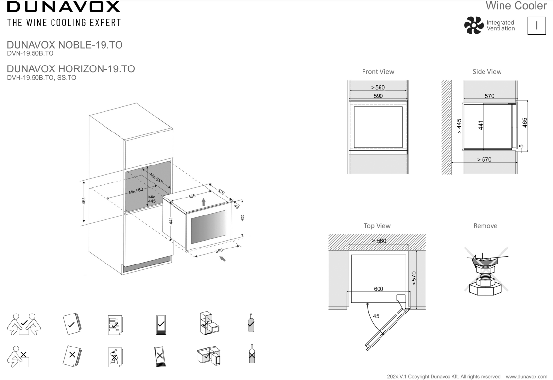 Dunavox wijnkast inbouw DVN 19 50B TO afbeelding 4