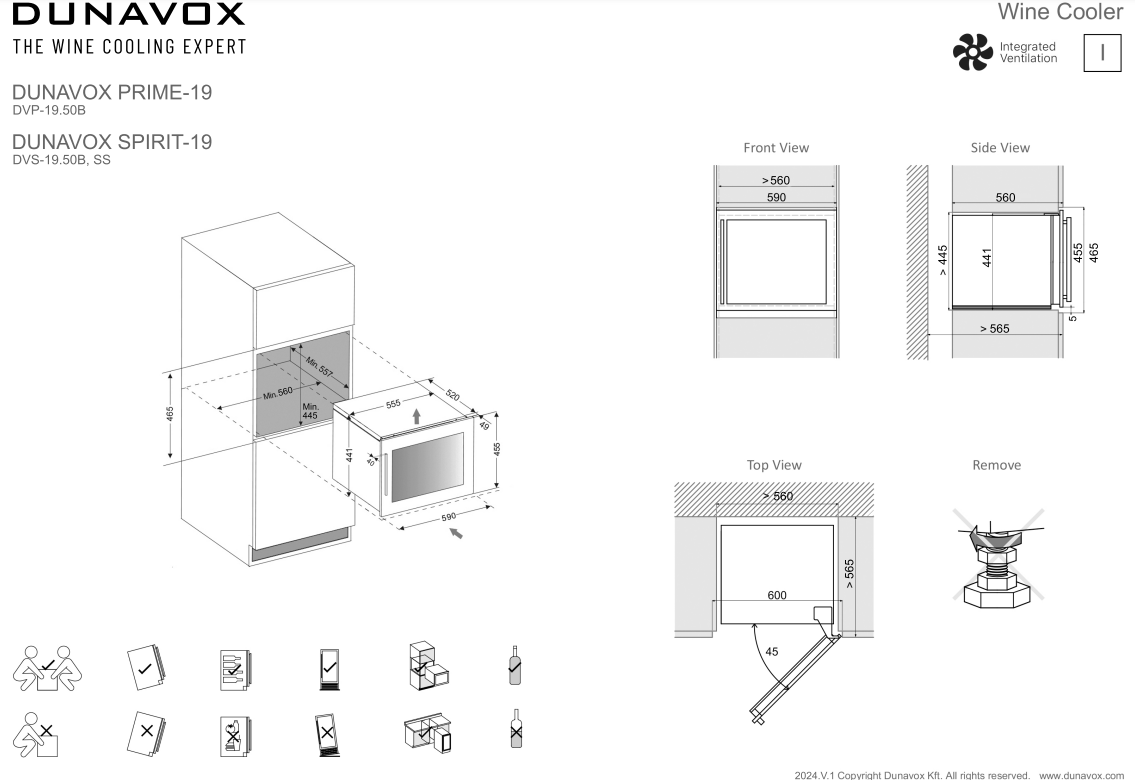Dunavox wijnkast inbouw DVS 19 50MB afbeelding 4
