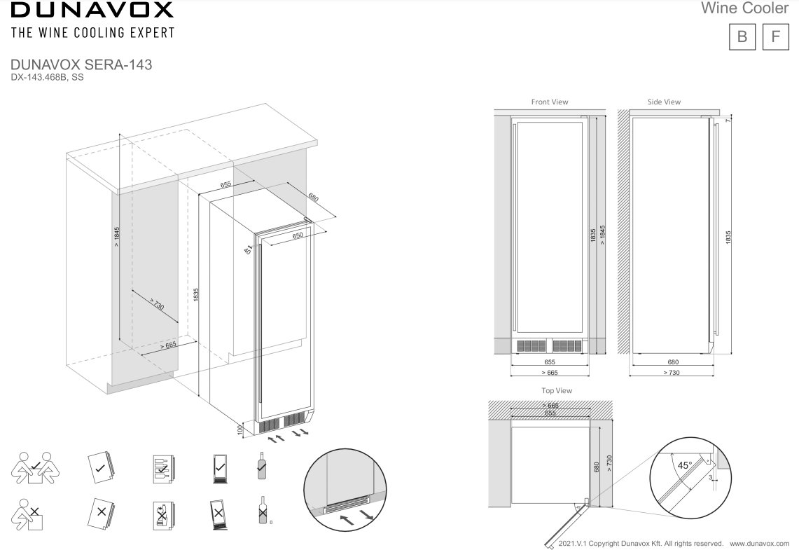 Dunavox wijnkast vrijstaand DX 143 468MB afbeelding 4