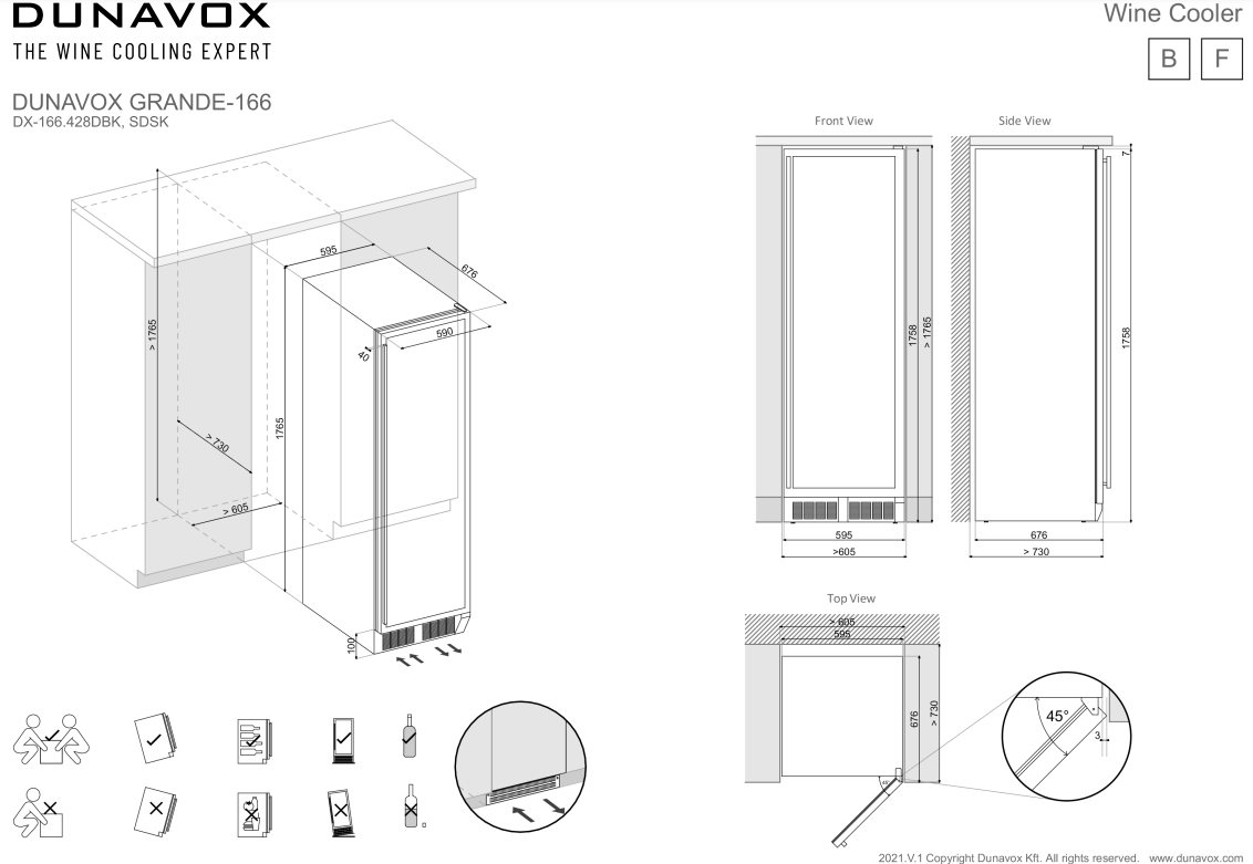 Dunavox wijnkast inbouw DX 166 428DMBK afbeelding 4