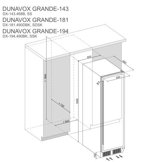 Dunavox DX 181 490DBK vrijstaand wijnkast afbeelding 5