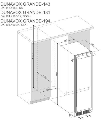 Dunavox wijnkast vrijstaand DX 194 490BK afbeelding 4