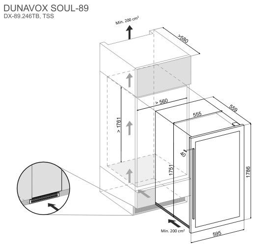 Dunavox wijnkast inbouw DX 89 246TSS afbeelding 4