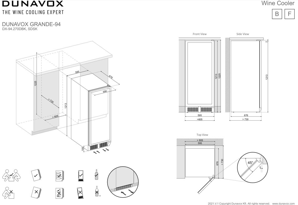 Dunavox DX 94 270DMBK vrijstaand wijnkast afbeelding 5