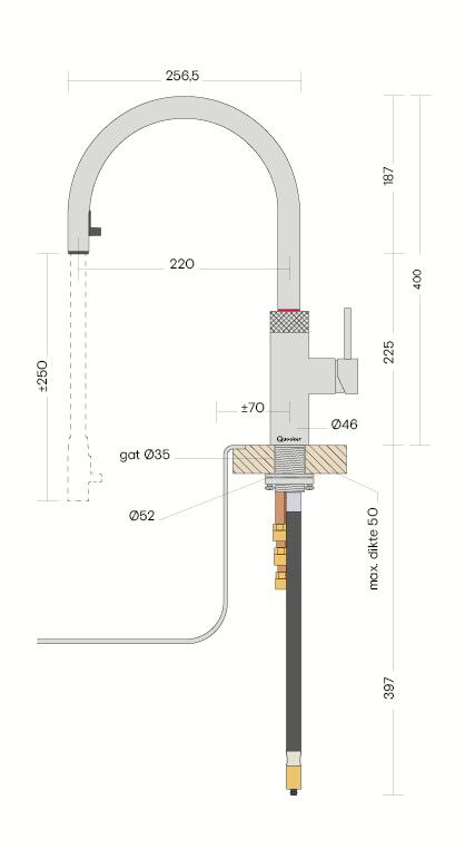 Quooker Combi+ Flex Round Zwart + Cube