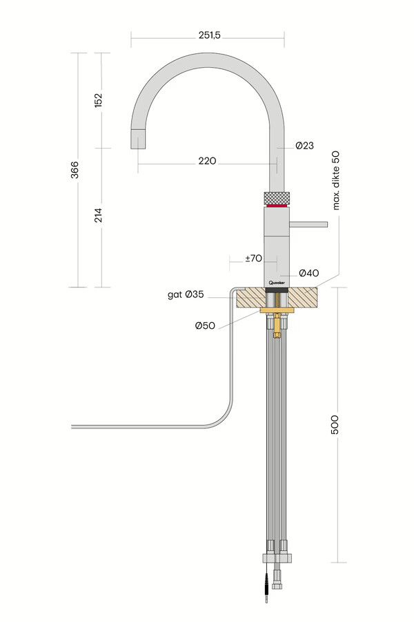 Quooker Combi+ Fusion Round Messing Patina + Cube
