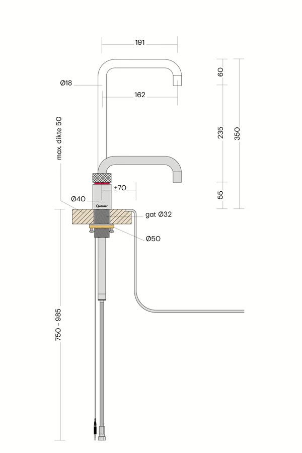 Quooker Combi+ Nordic Square Twintaps Chroom + Cube