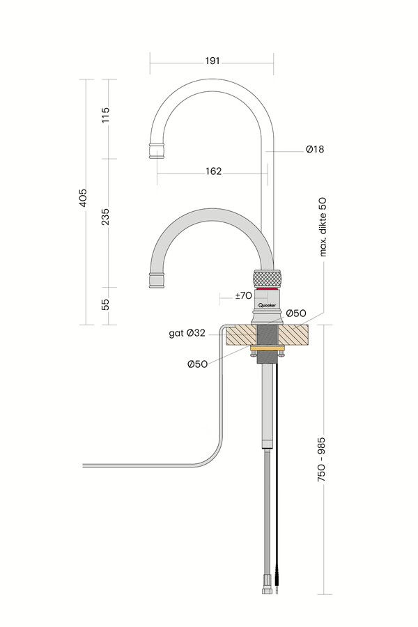 Quooker Combi Classic Nordic Round Chroom + Cube