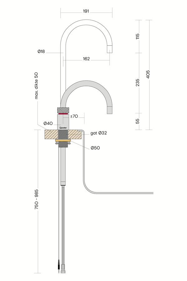 Quooker Combi Nordic Round Twintaps RVS