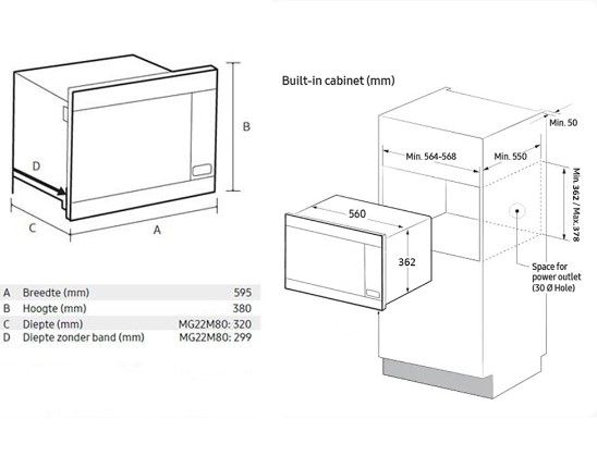 Samsung magnetron inbouw MG22T8254AB/E1 afbeelding 4