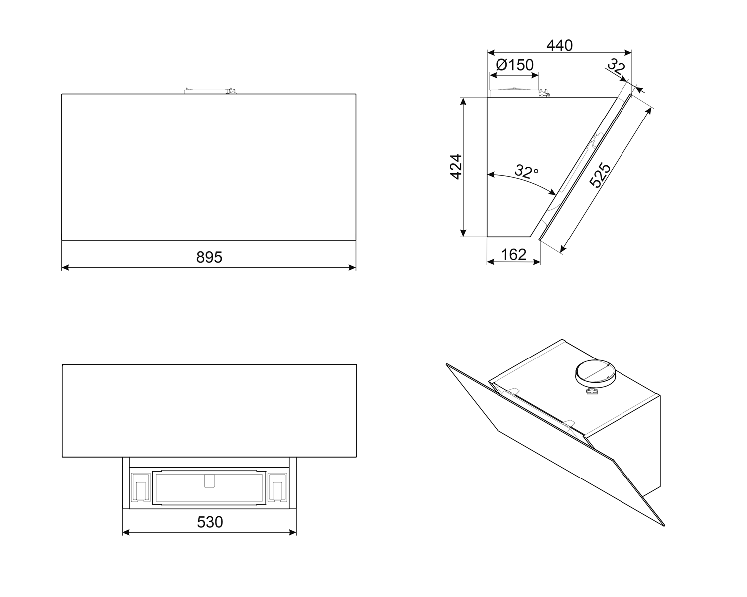 Smeg KV394N  afzuigkap afbeelding 5
