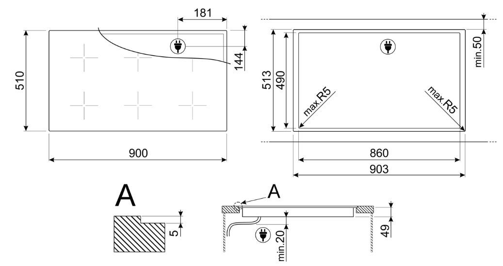 Smeg SIM1964DG inbouw kookplaat afbeelding 5