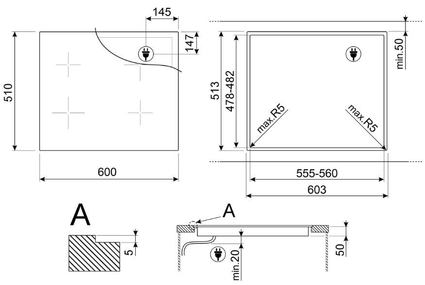 Smeg kookplaat inbouw SIM6644R afbeelding 4